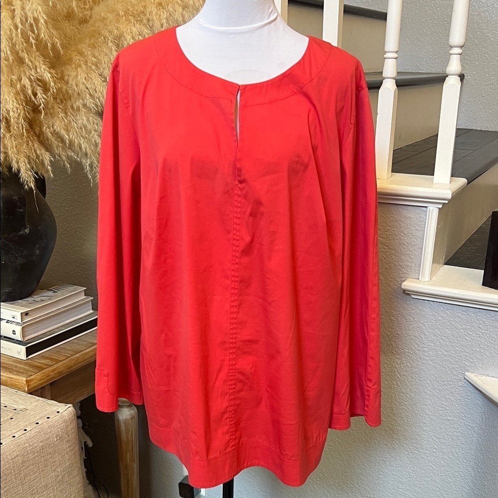 Lafayette 148 Coral Long Sleeve Oversized Tunic Top Size L
